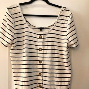 Torrid Ivory and Black Stripes Ballet Neck Crop Top